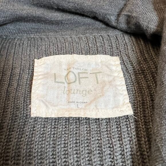 LOFT Lounge Cowl Neck Full Zipper Tunic Sweater Jacket Size Large Cozy Casual - Picture 4 of 9